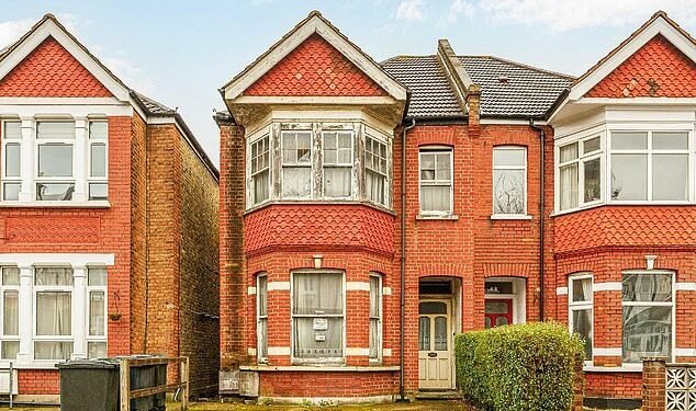 The doer-upper: This property on Cherington Road in Ealing, west London, was put on the market for £850,000 and needed 'a full refurbishment'