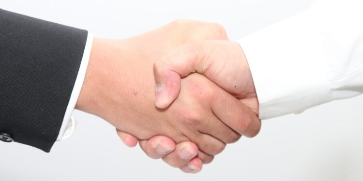 Two people shaking hands