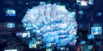 Brain on a digital background -- AI concept art