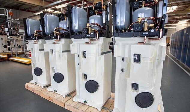 Figures from the European Heat Pump Association show that the UK installed 1.9 heat pumps (pictured) per 1,000 households in 2022