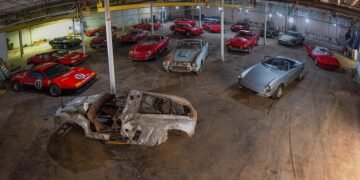 The 'Lost and Found Collection' of classic Ferraris: Feast your eyes on these 20 iconic Italian sports cars that have been locked away out of sight in the US for decades and have survived - though with battle scars - a barn collapsing on them almost 30 years ago