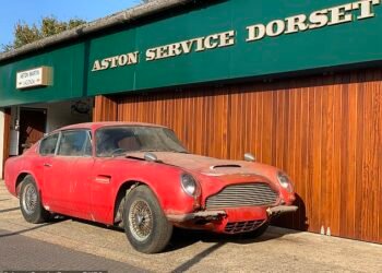 The Aston before its restoration after it languished in a French field for 20 years