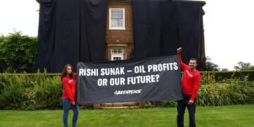 Climate activists arrested after scaling Rishi Sunak’s roof in North Sea oil protest