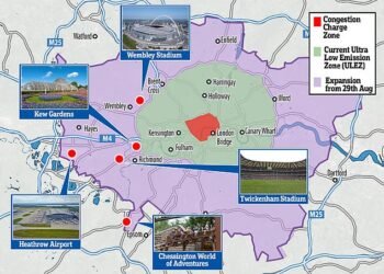 ULEZ net: The newly expanded ULEZ net encompasses Heathrow Airport and Kew Gardens