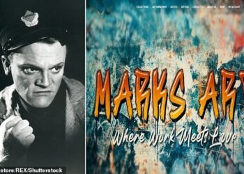 Mask slips: The Marks Art caller went all Jimmy Cagney, above left