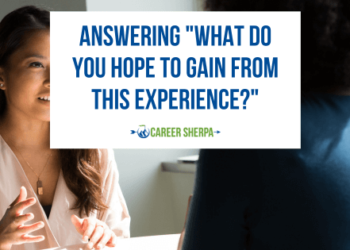 Woman asking a job applicant what she hopes to gain from this experience