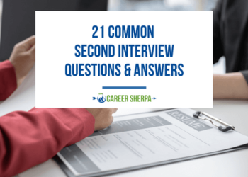 Two people going over second interview questions and answers