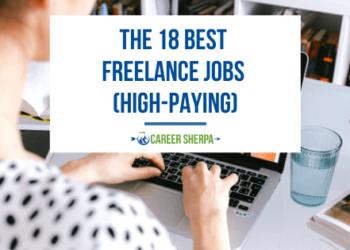 A woman researching the best freelance jobs