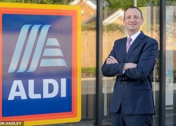 Aldi has embarked on a £550 million expansion drive in a bid to claw back shoppers after losing out to its rivals in January this year. Giles Hurley, chief executive (pictured)