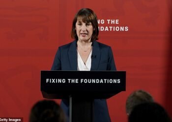 Chancellor of the Exchequer Rachel Reeves speaks during a press conference on Monday