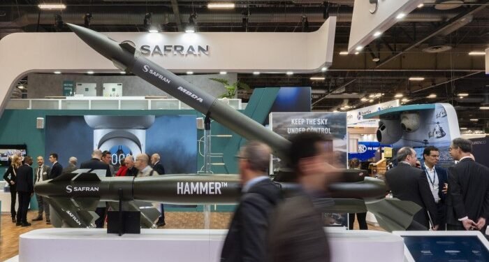 Safran’s display at a defence expo in Paris, France in June 2024