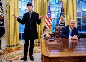 Elon Musk juggles running Tesla with incessant posting on his social media platform X, trying to slash US government expenditure and fathering numerous children. Pictured in the Oval Office with President Donald Trump last month