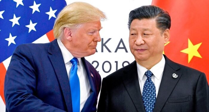 Donald Trump with Xi Jinping at a G20 meeting in 2019