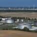 a storage site in front of an oil refinery in Germany