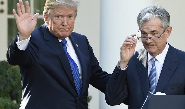 Fuelling the fire: In a post on his social media platform Truth Social, Donald Trump urged Fed chairman Jerome Powell (right) to act to stimulate the economy