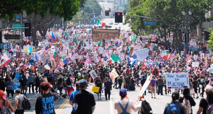 Thousands protest across US against Trump’s ‘authoritarian’ policies