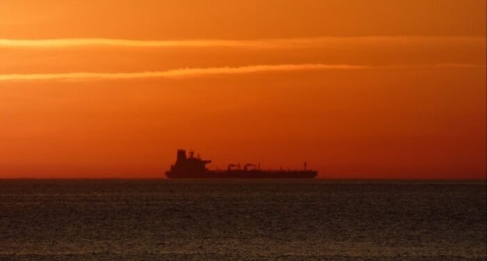 A tanker sails through the Baltic off the north German coast
