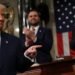 Vice-president JD Vance and Speaker of the House Mike Johnson applaud as US President Donald Trump addresses a joint session of Congress