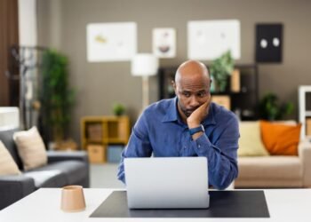 Man looking at screen