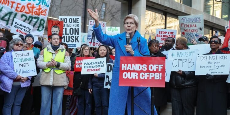 Political rally in support of CFPB