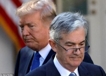 Slurs: Donald Trump, left, has been highly critical of central bank chairman Jerome Powell, right, over his reluctance to cut interest rates