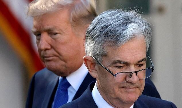 Slurs: Donald Trump, left, has been highly critical of central bank chairman Jerome Powell, right, over his reluctance to cut interest rates