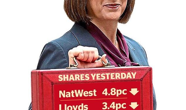 Fright: Mounting fears that Labour will stage a tax raid on banks saw billions of pounds wiped off the values of the biggest lenders
