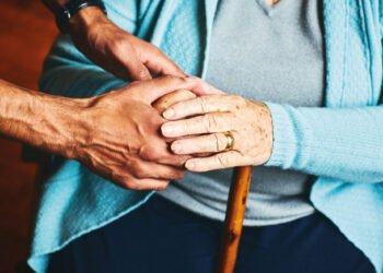 Elderly person receiving care