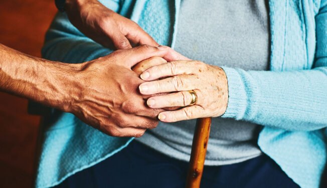 Elderly person receiving care