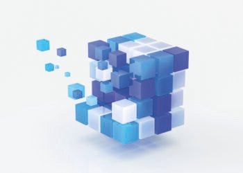 Abstract futuristic innovation business technology background with isometric 3d cube. 3d rendering.