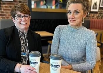 Excuse?: Greggs chief executive Roisin Currie, pictured left, with food critic and new MasterChef presenter Grace Dent, blamed the hot weather for stifling customers' appetite