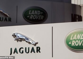 Pictured is the Jaguar Land Rover operations plant at Halewood, Liverpool