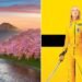 Influence: Uma Thurman wears Onitsuka Tiger Mexico 66 shoes in Kill Bill and Mount Fuji (left)