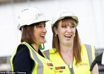 Happier times: Rachel Reeves and Angela Rayner at a Berkeley project