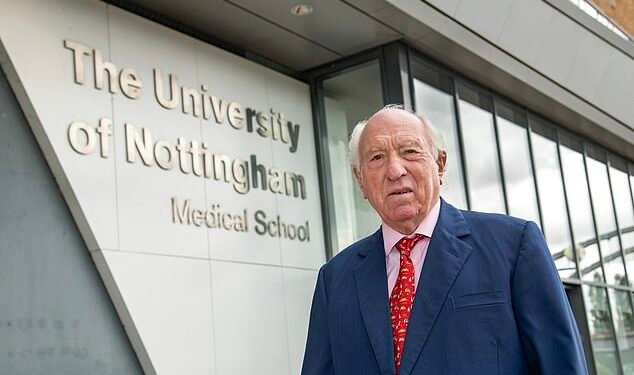 World-leading spinal expert Prof John Webb, outside The University of Nottingham Medical School, attached to Queen's Medical Centre in the city, where he once taught