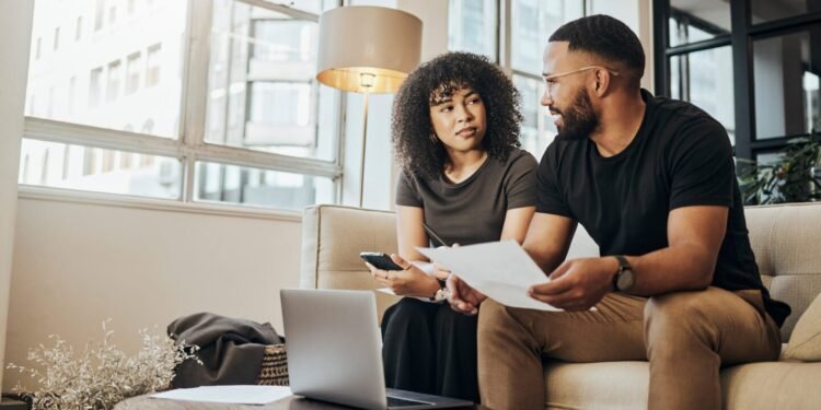 Couple reviewing finances
