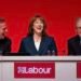 No laughing matter: Chancellor Rachel Reeves shares joke at the Labour Party conference in Liverpool with Business Secretary Peter Kyle (left) and Keir Starmer