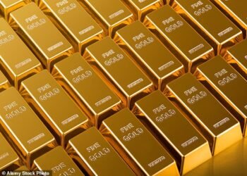 Gold rush: The price reached a record $4,040 an ounce, soaring 52 per cent since the start of the year and by 250 per cent over the past decade