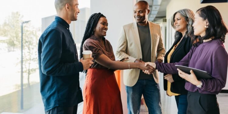 People shaking hands.