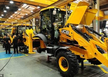 Heavy machinery at JCB's Rocester headquarters in Staffordshire