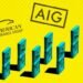 Great American Insurance Group, AIG, and WR Berkley logos above five upright stacks of US dollar bills on a yellow background.