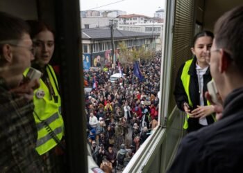 Serbia’s students protest against university pressure after railway station tragedy