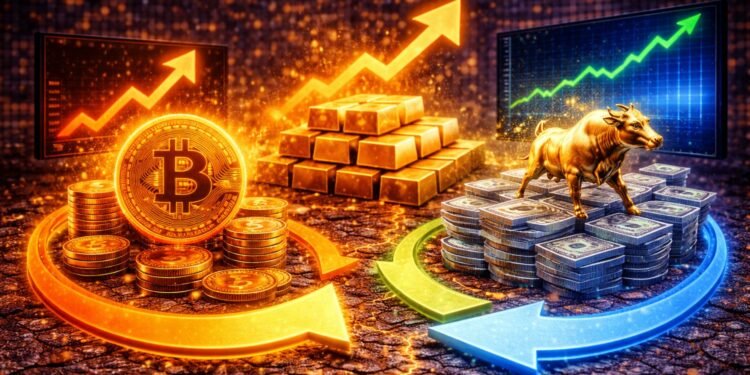 Capital Rotation Intensifies As Bitcoin Lags Gold and US Equities