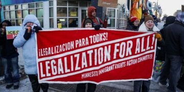 Thousands demonstrate in Minnesota and across US to protest ICE