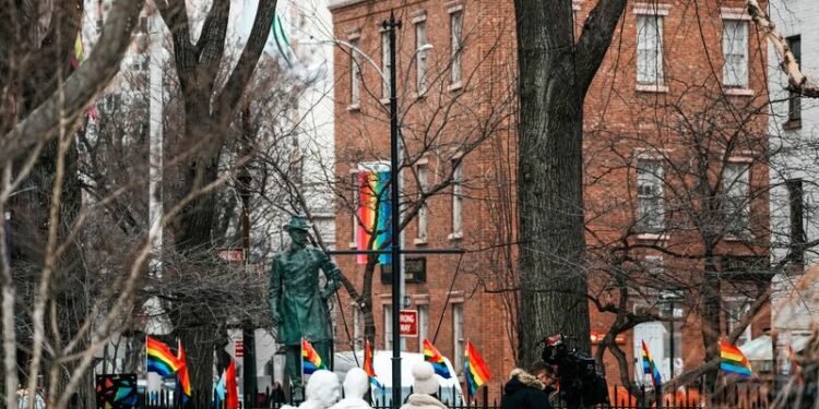 Trump administration removes rainbow Pride flag from New York’s Stonewall monument