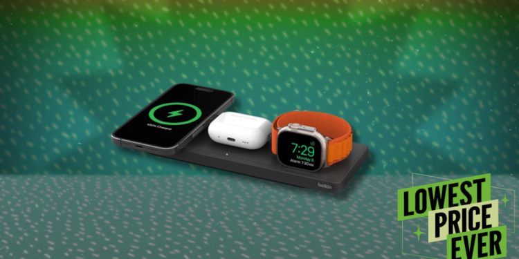 This Three-in-One Belkin Charging Pad Is Nearly 75% Off Right Now