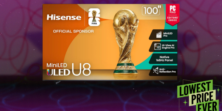 This 100-Inch Hisense QLED TV Gets Super Bright, and It's $1,200 Off Right Now