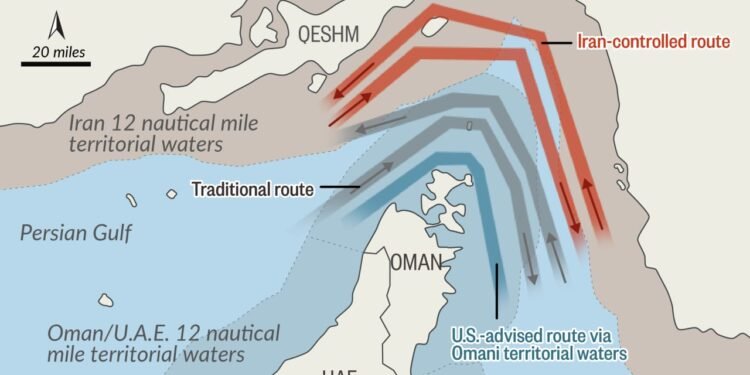 This narrow shipping lane is how Trump now wants oil tankers to navigate the Strait of Hormuz