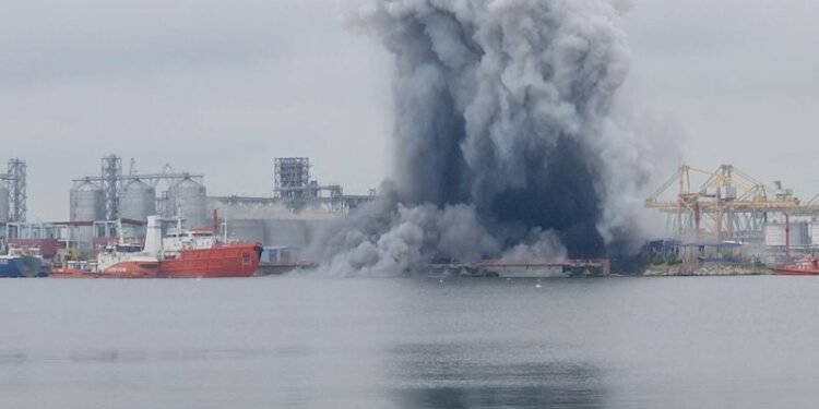 Drone explodes in Romanian port as Ukraine blames Russia for jamming it