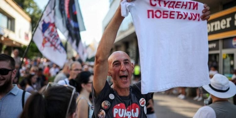 Serbians to keep up protest after President Vucic says he will step down